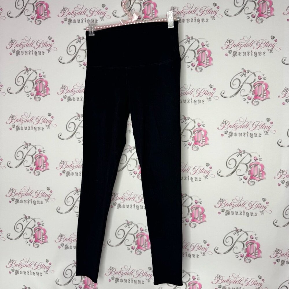 TNA Black Leggings aritzia logo on back stretchy soft buttery tights - Picture 2 of 6